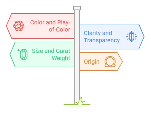 What factors determine the price of an opal?